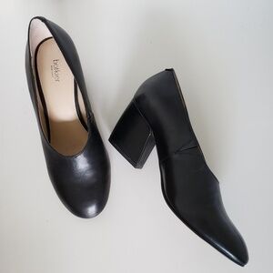 BOTKIER Black Leather Haven Pump Angular Block Heel Size 7